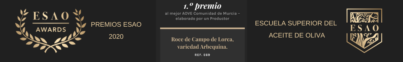 1.º premio ESAO 2020 al mejor AOVE Comunidad de Murcia – elaborado por un Productor 1.º premio ESAO 2020 al mejor AOVE Comunidad de Murcia – elaborado por un Productor